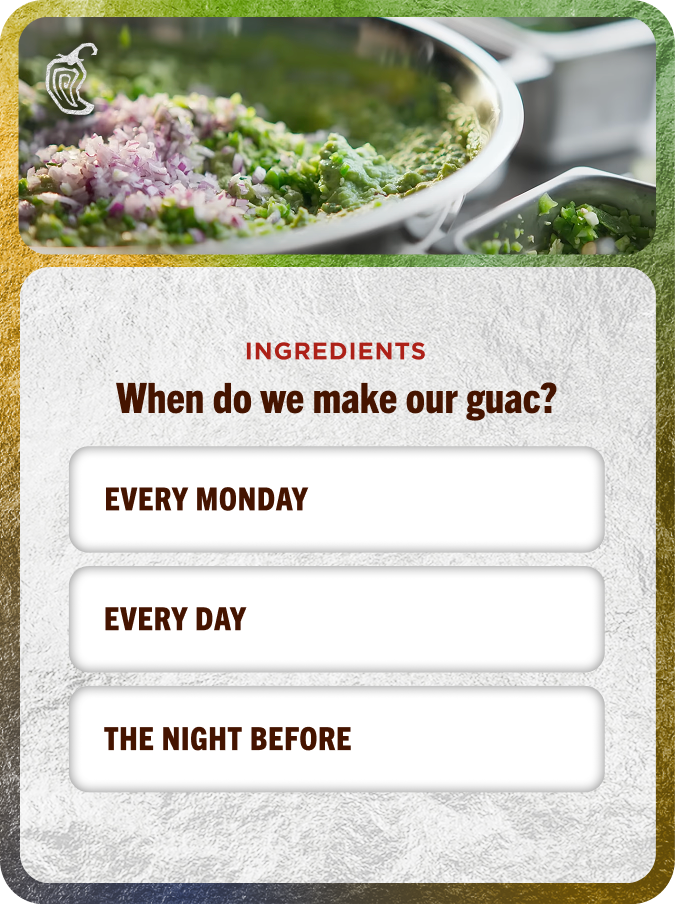Chipotle IQ Quiz Card